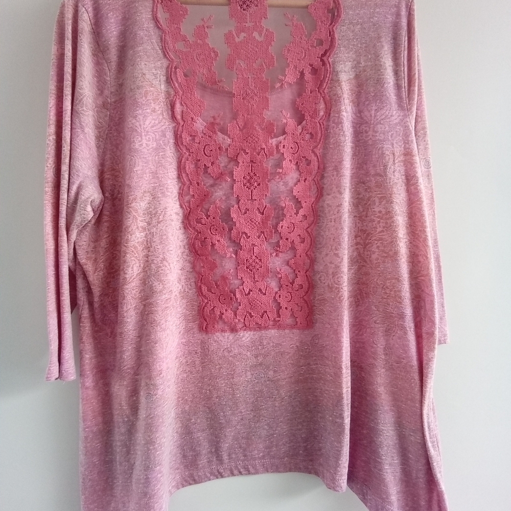 Apt. 9 Pink Ombre Lace-Back Scoop-Neck Tunic Top, Size 2X - Picture 6 of 10